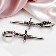 Midnight Dagger Hoop Earrings-Black Diamonds New York