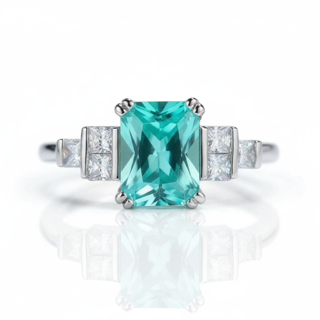 Mint Sapphire Tourmaline Engagement Ring-Black Diamonds New York
