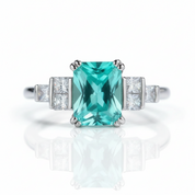 Mint Sapphire Tourmaline Engagement Ring-Black Diamonds New York
