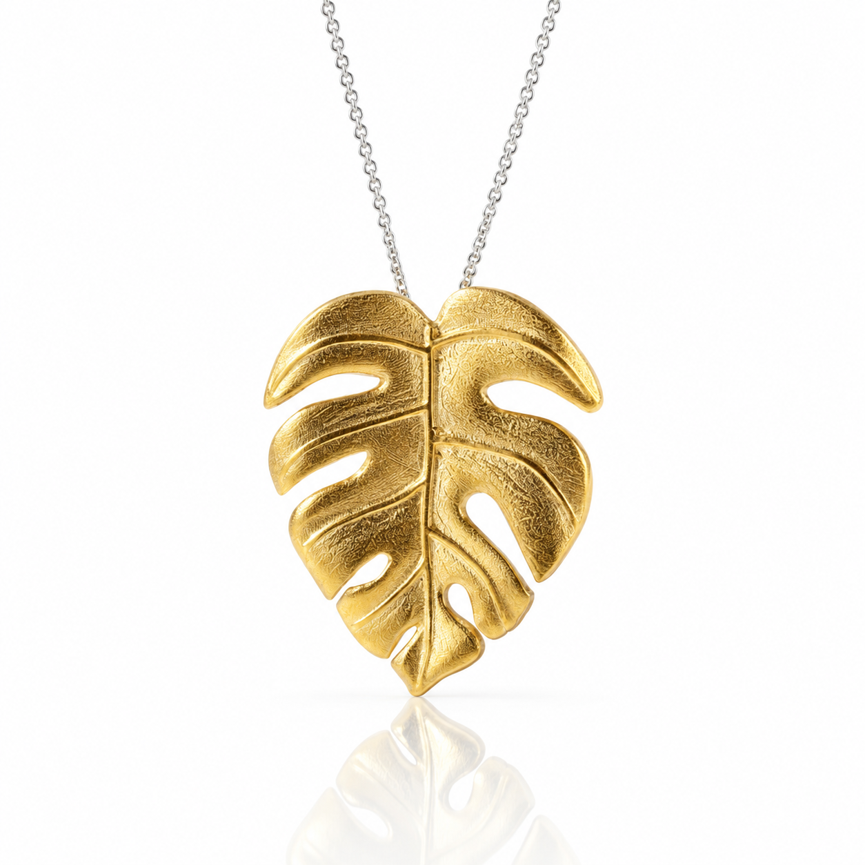 Monstera Leaf Design Necklace-Black Diamonds New York