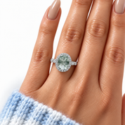 2ct Oval Cut Natural Moss Agate Engagement Ring-Black Diamonds New York