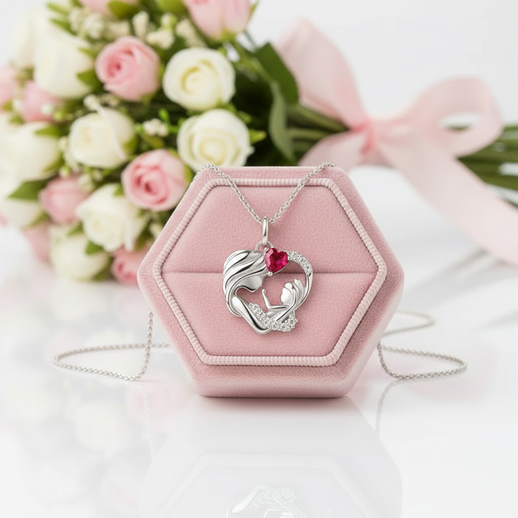 Mother and Child Pendant Necklace-Black Diamonds New York