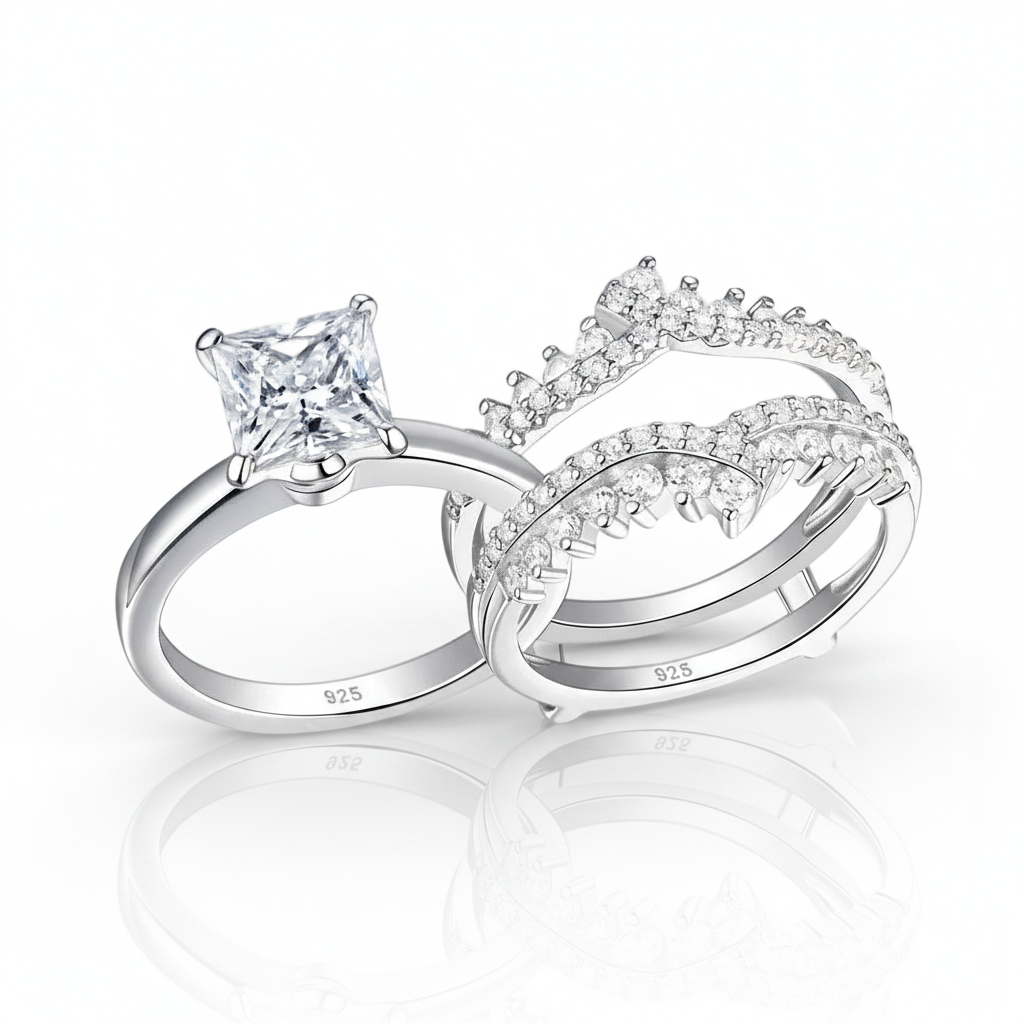Multi-Shape Princess/Pear/Heart-Cut Diamond Option Engagement Ring Set-Black Diamonds New York