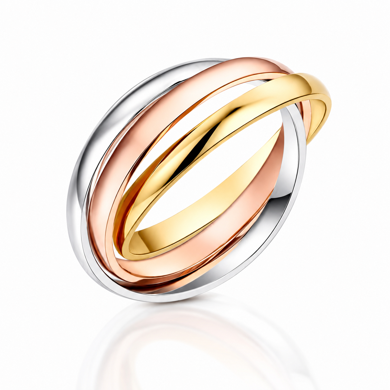 Multi-Tone 14K White, Rose, Yellow Gold Ring Entwined-Black Diamonds New York