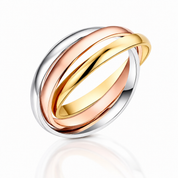 Multi-Tone 14K White, Rose, Yellow Gold Ring Entwined-Black Diamonds New York