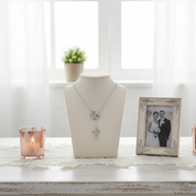 Multi Color Diamond Heart & Cross Pendant Necklace-Black Diamonds New York