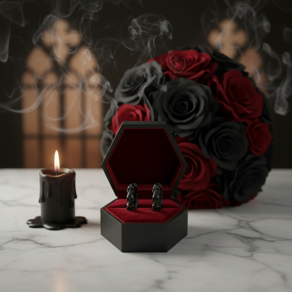 Multiple Skull Gothic Unisex Hoop Earrings-Black Diamonds New York