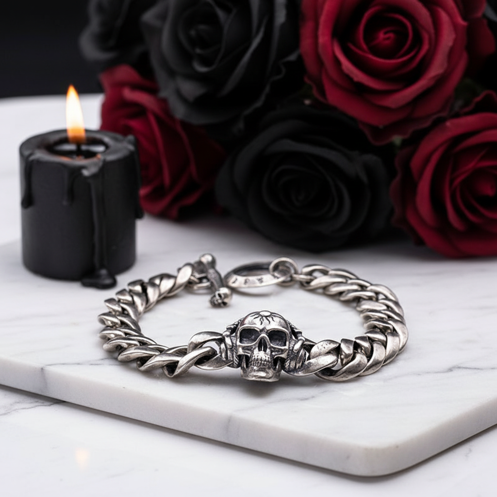 Music Skull Punk Bracelet-Black Diamonds New York