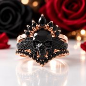 My Queen- 3pc Rose Gold Black Diamond Option Gothic Ring-Black Diamonds New York