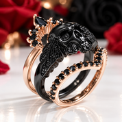 My Queen- 3pc Rose Gold Black Diamond Option Gothic Ring-Black Diamonds New York