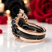 My Queen- 3pc Rose Gold Black Diamond Option Gothic Ring-Black Diamonds New York