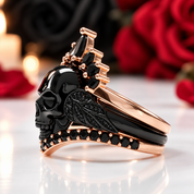 My Queen- 3pc Rose Gold Black Diamond Option Gothic Ring-Black Diamonds New York