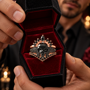 My Queen- 3pc Rose Gold Black Diamond Option Gothic Ring-Black Diamonds New York