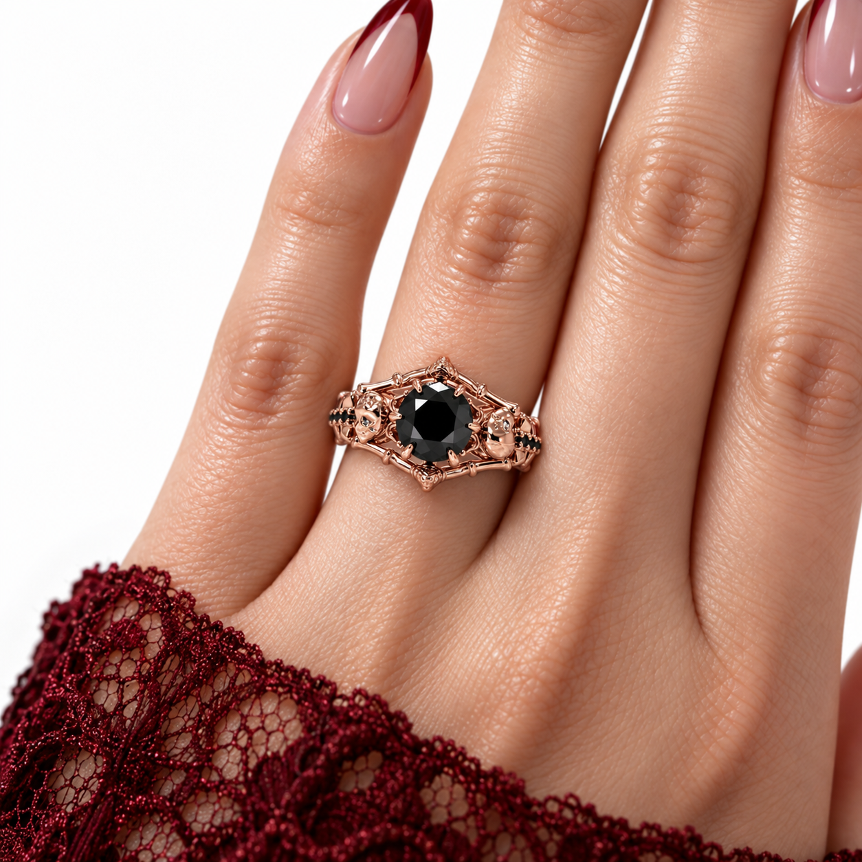 My Ride or Die Promise Ring (Biker Series)- 1.5 Ct Round Cut Diamond Option Gothic Ring-Black Diamonds New York