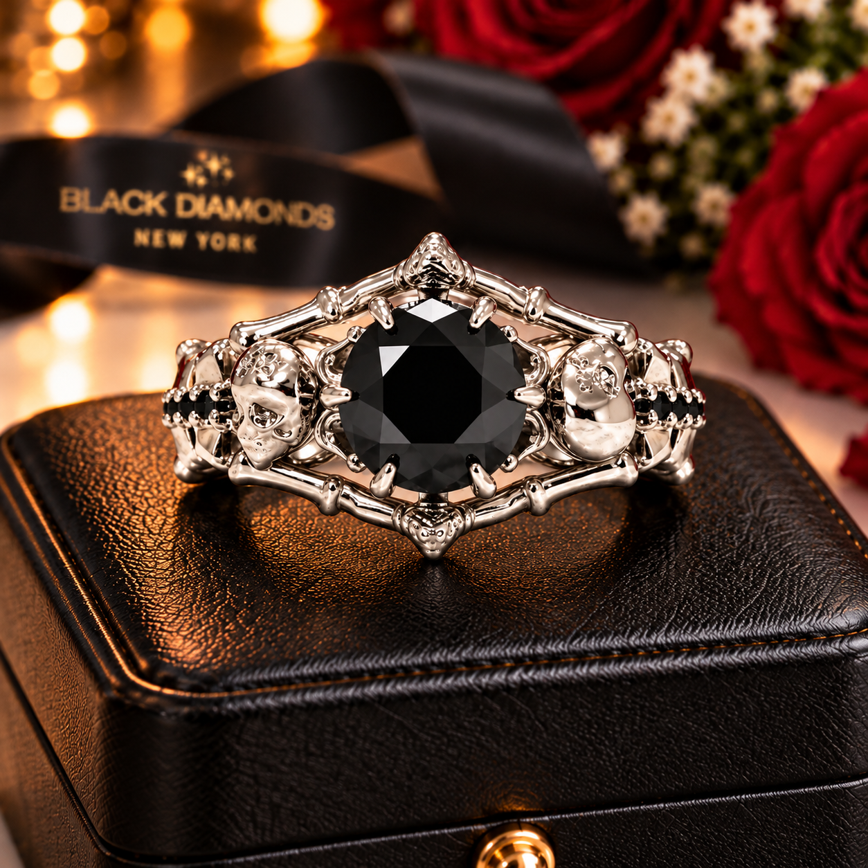 My Ride or Die Promise Ring (Biker Series)- 1.5 Ct Round Cut Diamond Option Gothic Ring-Black Diamonds New York