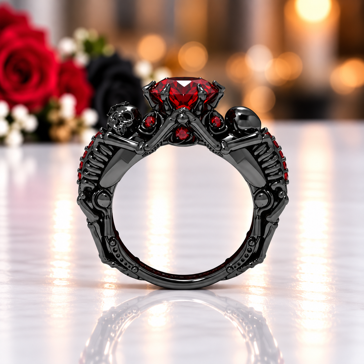 My Ride or Die Promise Ring (Biker Series)- 1.5 Ct Round Cut Diamond Option Gothic Ring-Black Diamonds New York