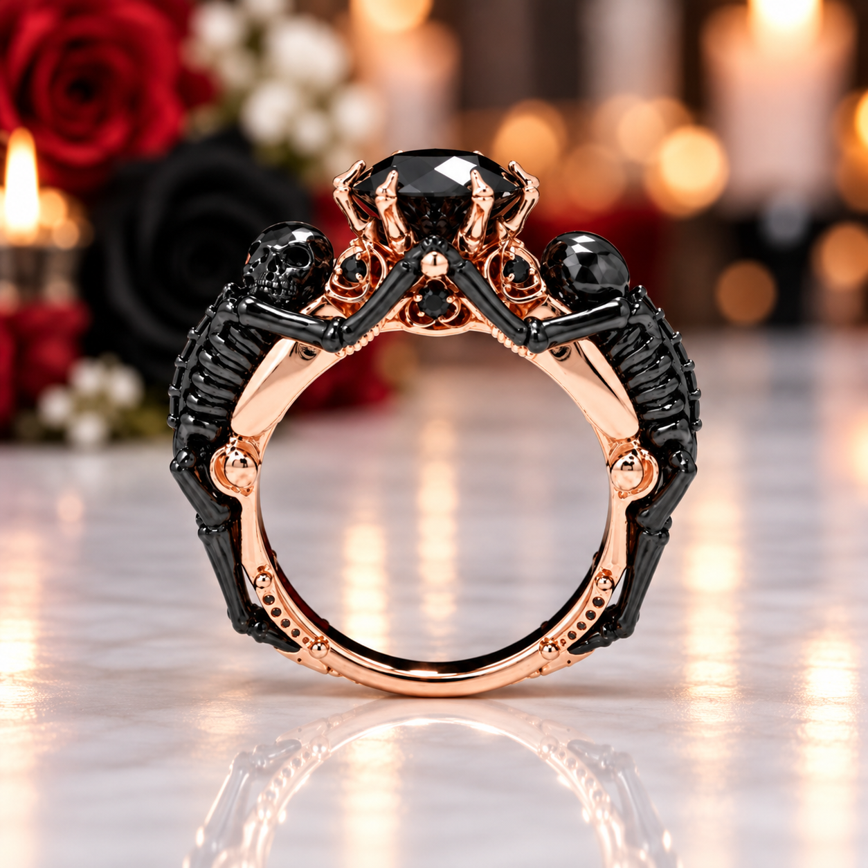 My Ride or Die Promise Ring (Biker Series)- 1.5 Ct Round Cut Diamond Option Gothic Ring-Black Diamonds New York