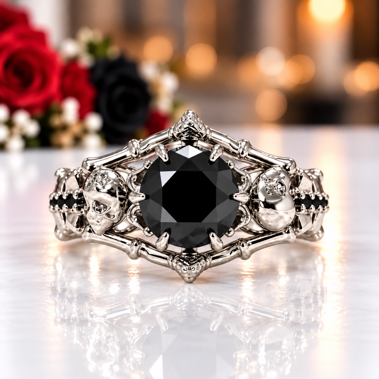 My Ride or Die Promise Ring (Biker Series)- 1.5 Ct Round Cut Diamond Option Gothic Ring-Black Diamonds New York