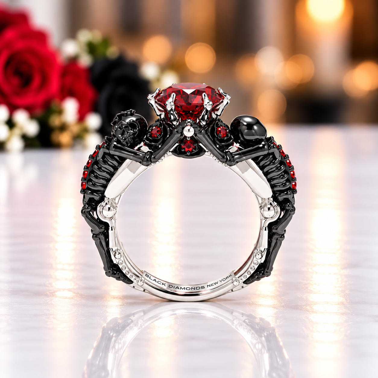 My Ride or Die Promise Ring (Biker Series)- 1.5 Ct Round Cut Diamond Option Gothic Ring-Black Diamonds New York