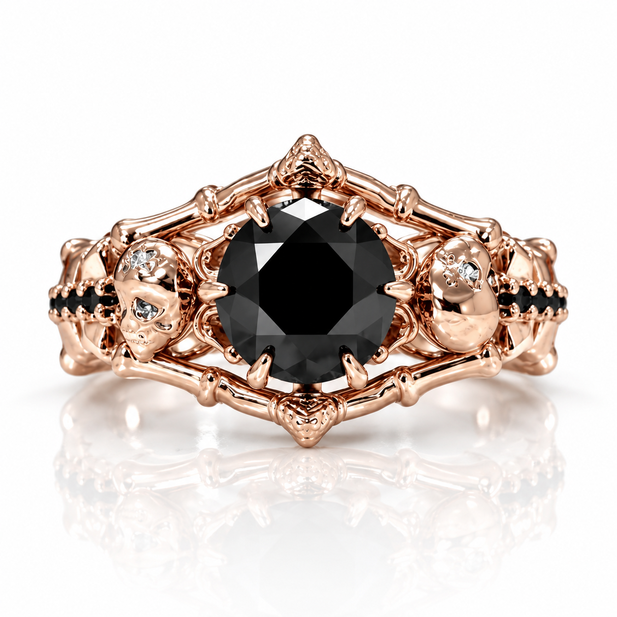 My Ride or Die Promise Ring (Biker Series)- 1.5 Ct Round Cut Diamond Option Gothic Ring-Black Diamonds New York