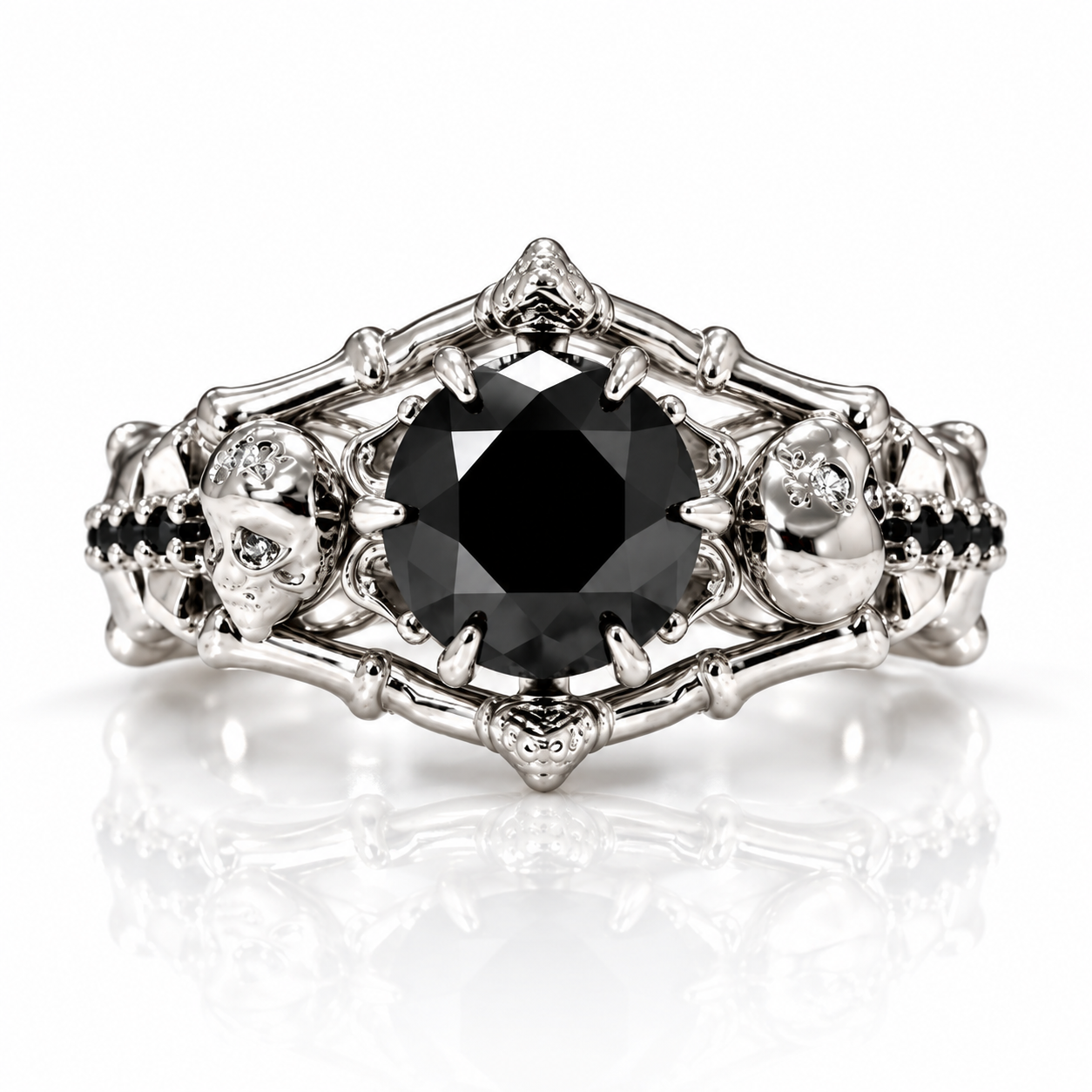My Ride or Die Promise Ring (Biker Series)- 1.5 Ct Round Cut Diamond Option Gothic Ring-Black Diamonds New York