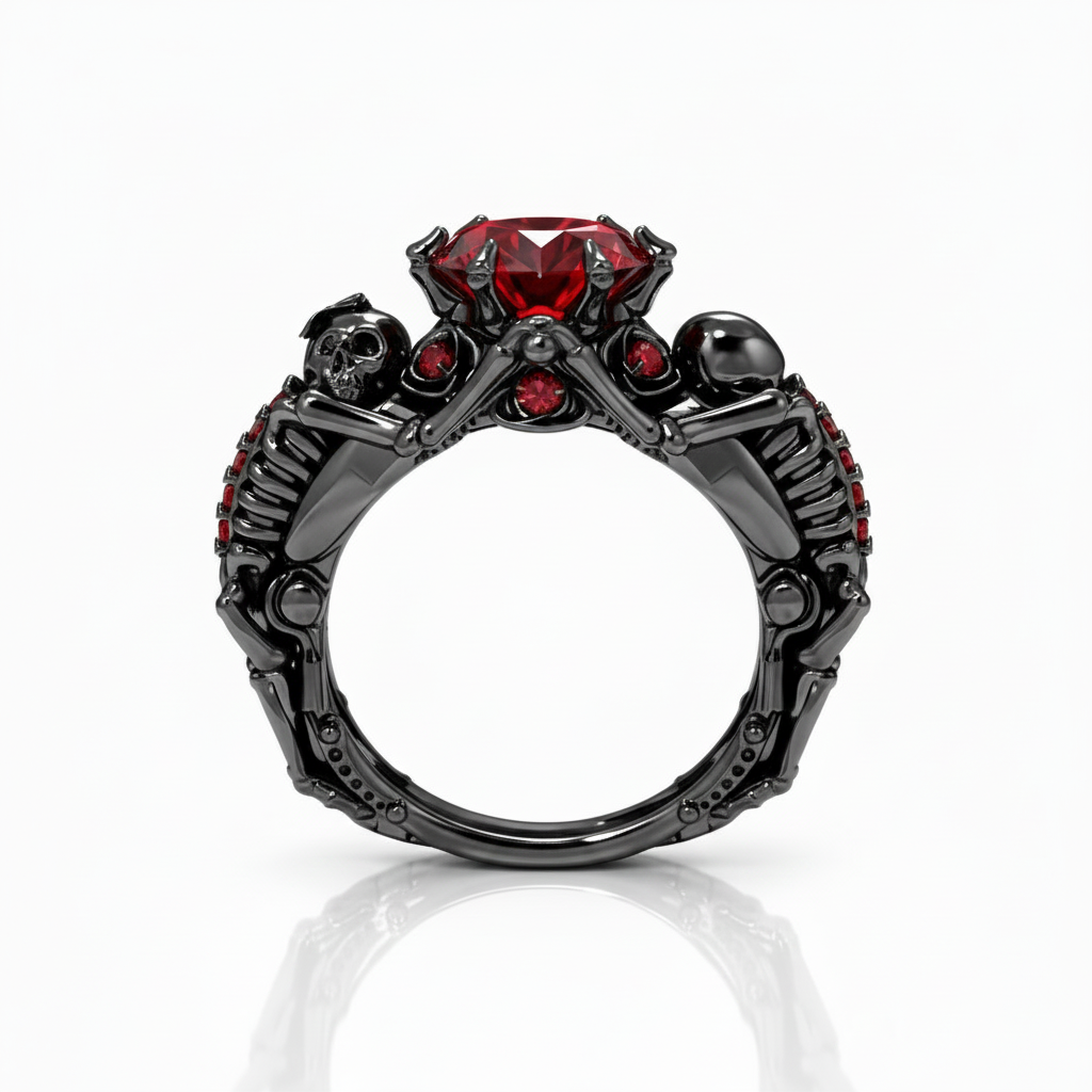 My Ride or Die Promise Ring (Biker Series)- 1.5 Ct Round Cut Diamond Option Gothic Ring-Black Diamonds New York
