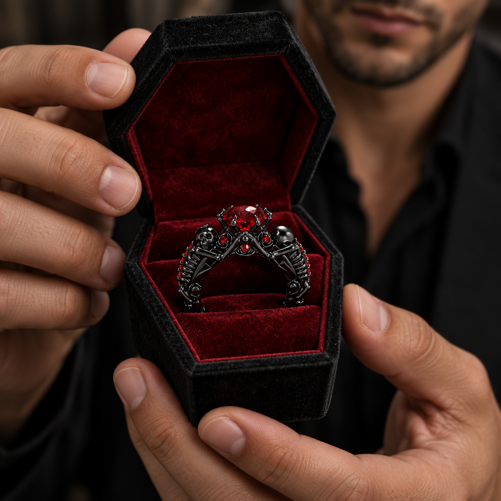 My Ride or Die Promise Ring (Biker Series)- 1.5 Ct Round Cut Diamond Option Gothic Ring-Black Diamonds New York