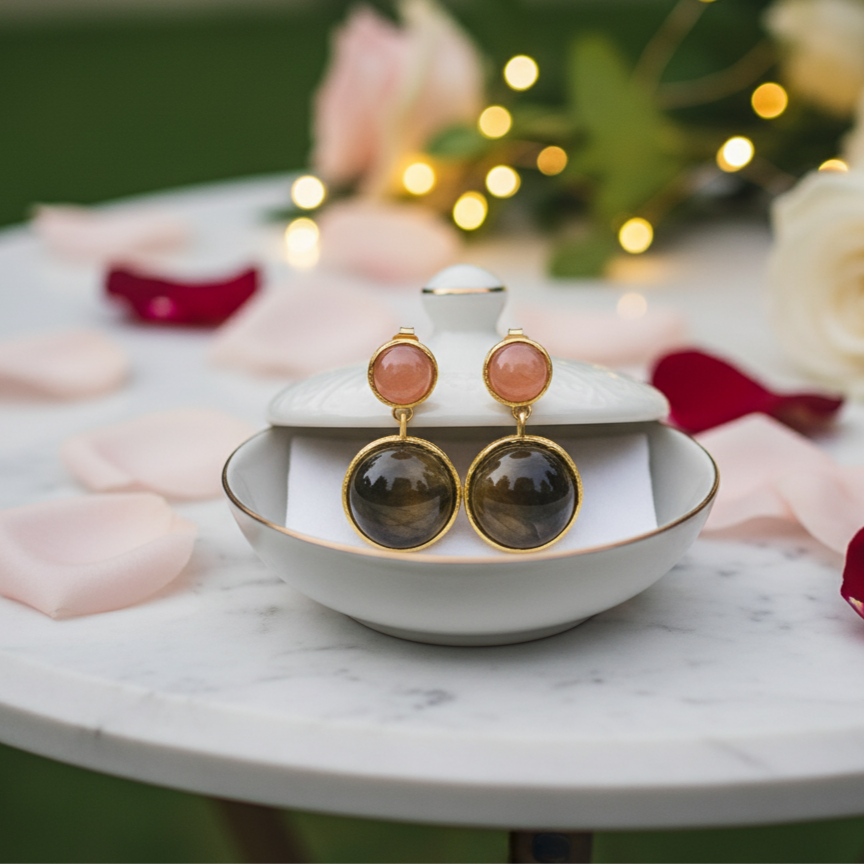 Mysterious Lake Round Dangle Earrings-Black Diamonds New York