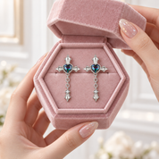 Mystic Heart Cross Drop Earrings-Black Diamonds New York