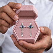 Mystic Heart Cross Drop Earrings-Black Diamonds New York