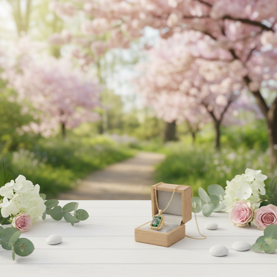 Natural 7*9mm Green Moss Agate Necklace-Black Diamonds New York