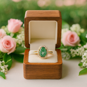 Natural 9*7mm Oval Green Moss Agate Engagement Ring-Black Diamonds New York