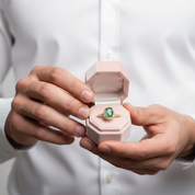 Natural 9*7mm Oval Green Moss Agate Engagement Ring-Black Diamonds New York