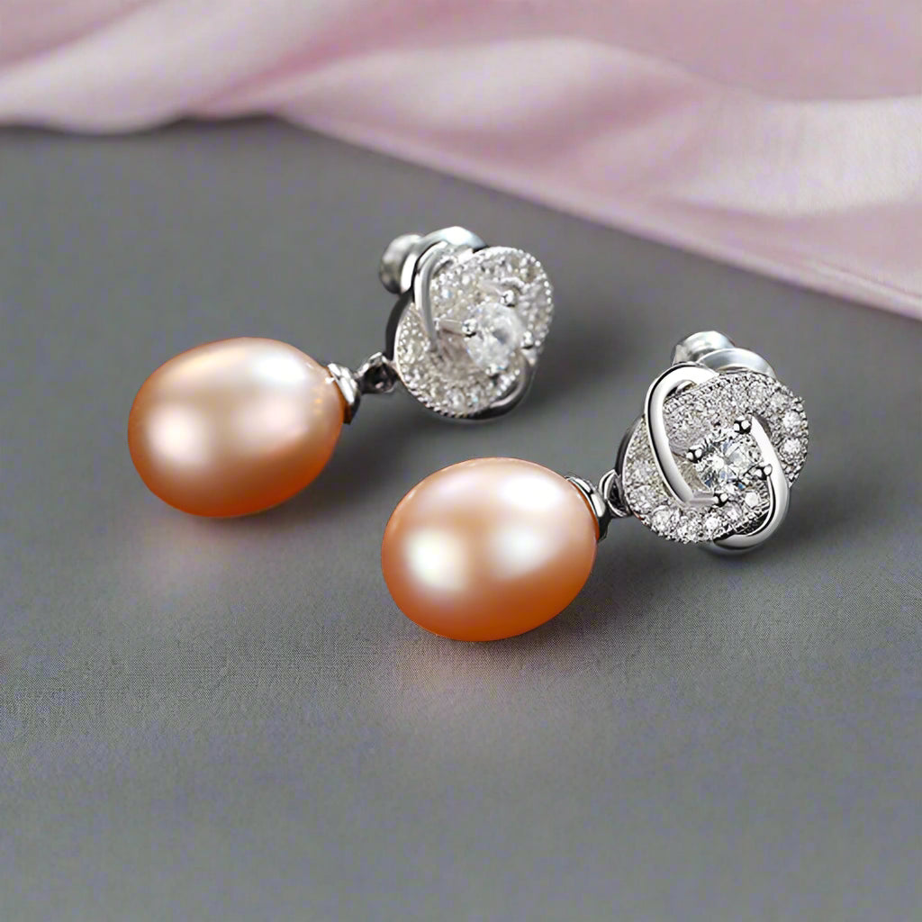 Freshwater Pearl Vintage Flower Stud Earrings-Black Diamonds New York