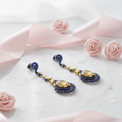 Natural Gemstone Statement Moon and Stars Drop Earrings-Black Diamonds New York