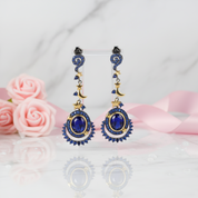 Natural Gemstone Statement Moon and Stars Drop Earrings-Black Diamonds New York