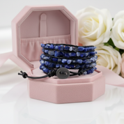 Natural Lapis Lazuli Raw Stone Gravel Bead Bracelet-Black Diamonds New York