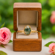 Natural Moss Agate Vintage Ring-Black Diamonds New York