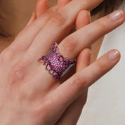 Natural Rhodolite Garnet Bohemian Ring-Black Diamonds New York