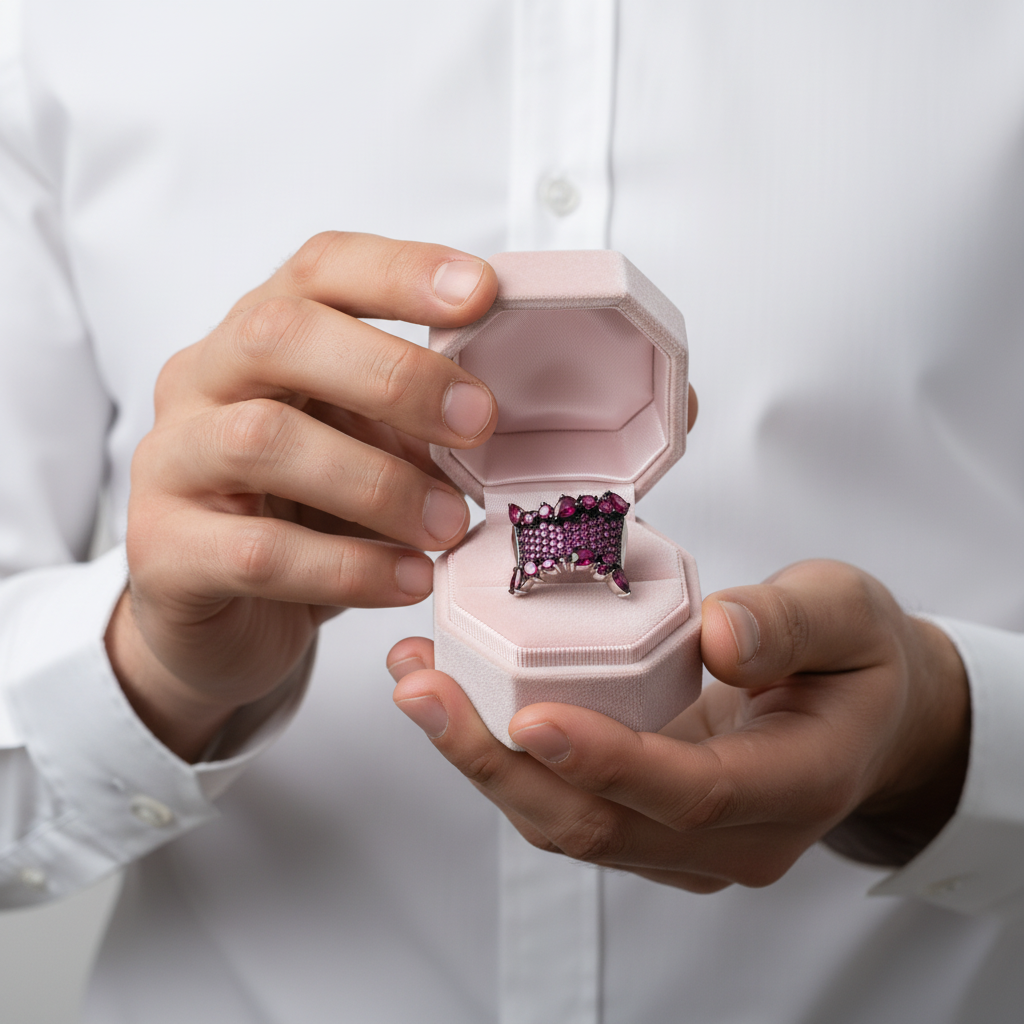 Rhodolite Garnet Bohemian Ring-Black Diamonds New York