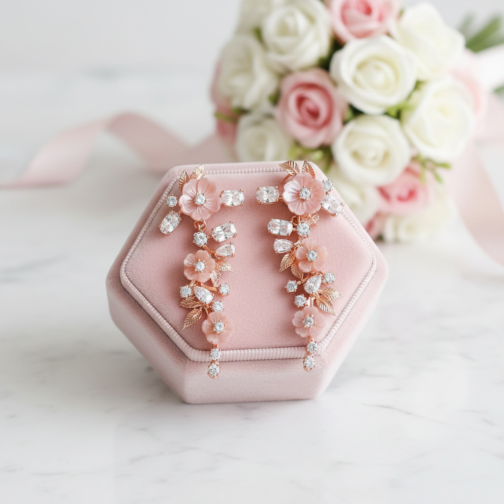 Natural Shell Flower Drop Earrings-Black Diamonds New York