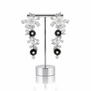 Shell Flower Drop Earrings-Black Diamonds New York