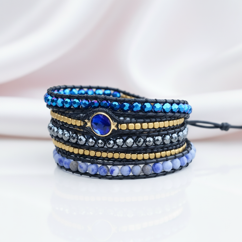 New Vegan Non-leather Stone Bracelet-Black Diamonds New York