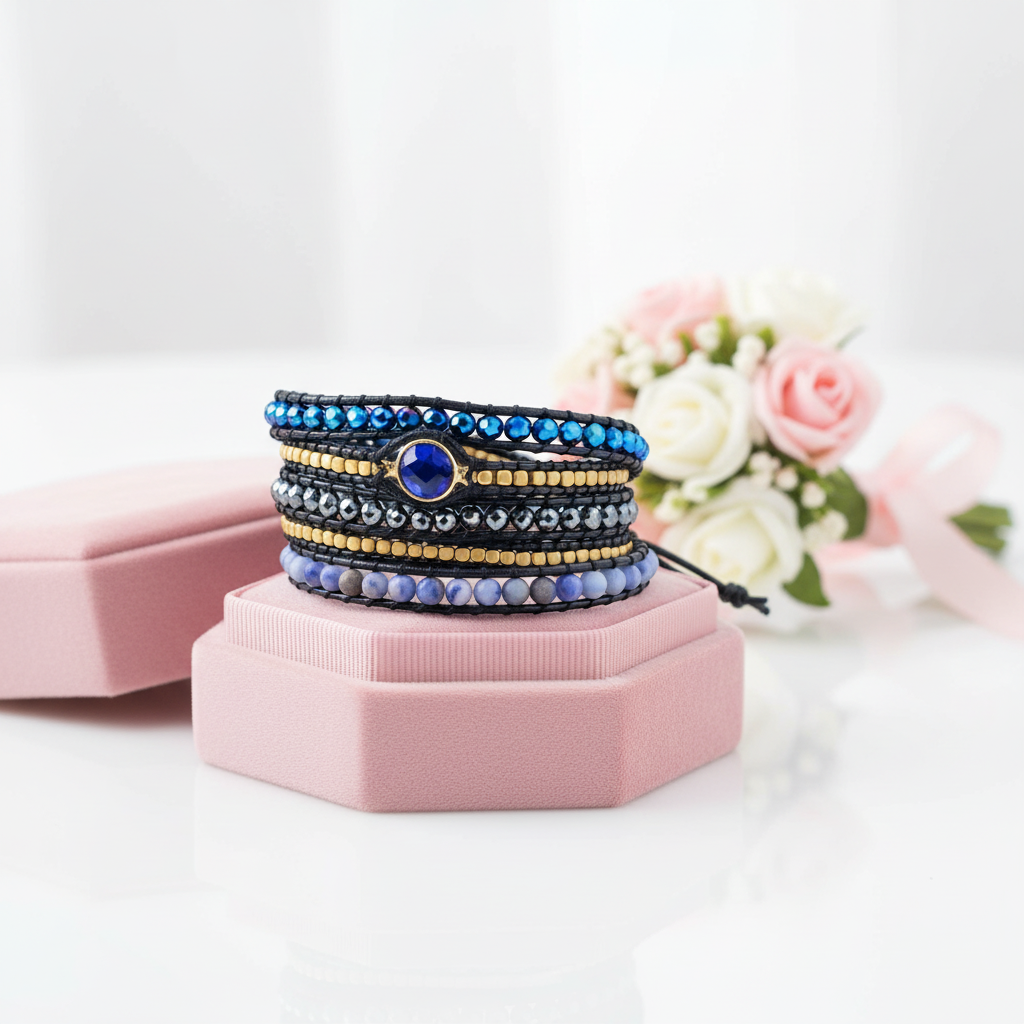 New Vegan Non-leather Stone Bracelet-Black Diamonds New York
