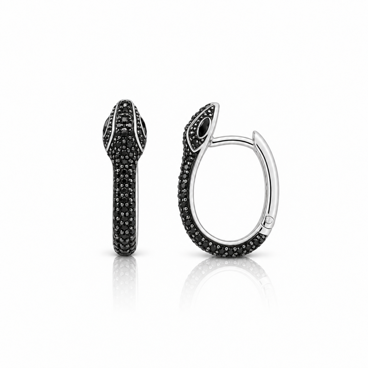 Noir Serpent Hoop Earrings-Black Diamonds New York