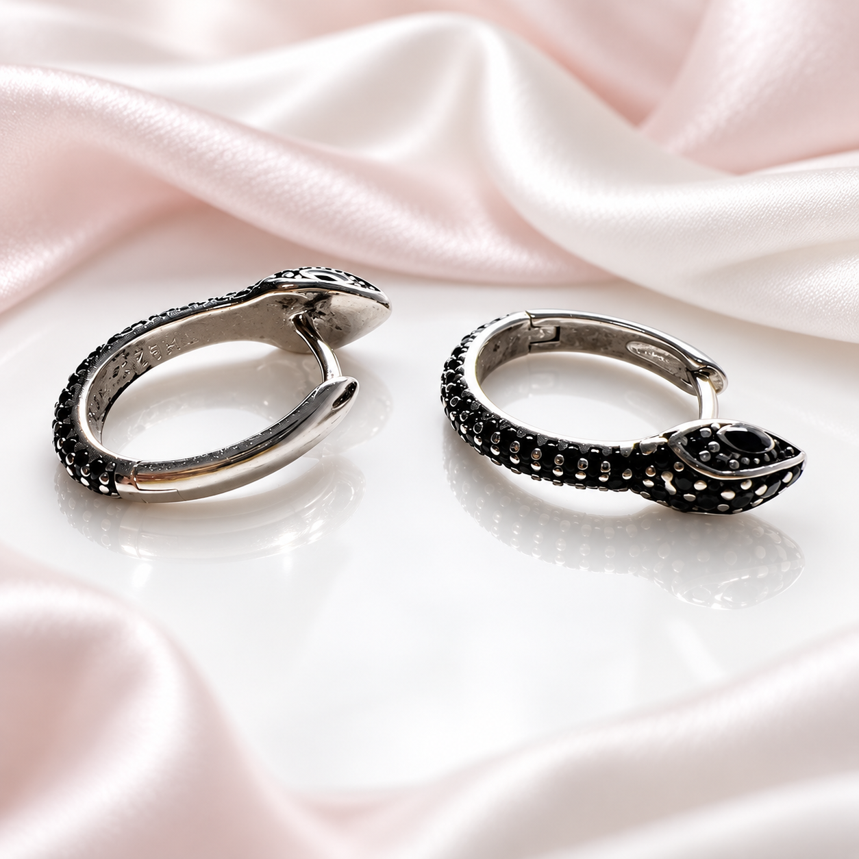 Noir Serpent Hoop Earrings-Black Diamonds New York