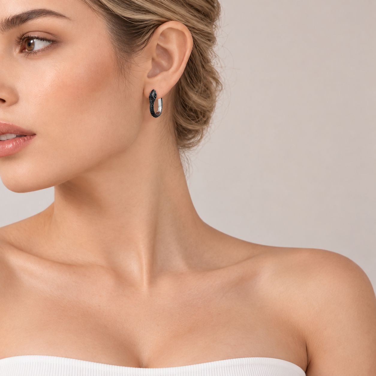 Noir Serpent Hoop Earrings-Black Diamonds New York