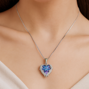 Blue Crystal Angel Wings Heart Shaped Women's Necklace-Black Diamonds New York