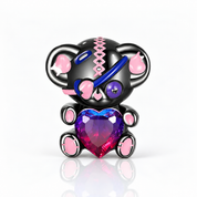 One-eyed Black & Pink Rebellious Bear Charm