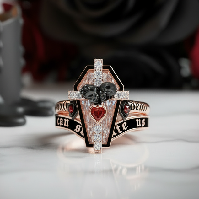 Only Death Can Separate Us Coffin Cut Diamond Wedding Rings-Black Diamonds New York